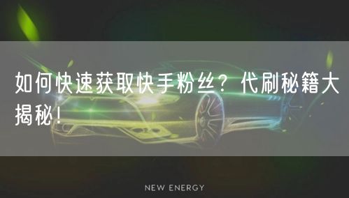 如何快速获取快手粉丝？代刷秘籍大揭秘！