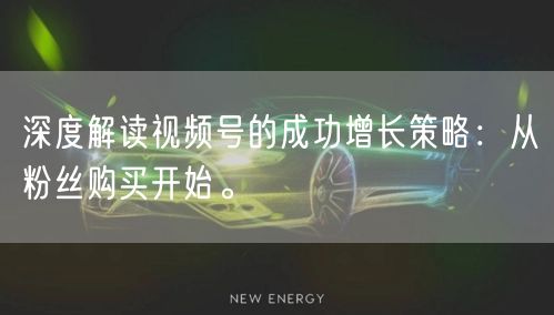 深度解读视频号的成功增长策略:从粉丝购买开始。