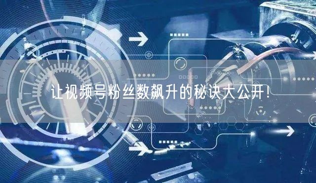 让视频号粉丝数飙升的秘诀大公开!
