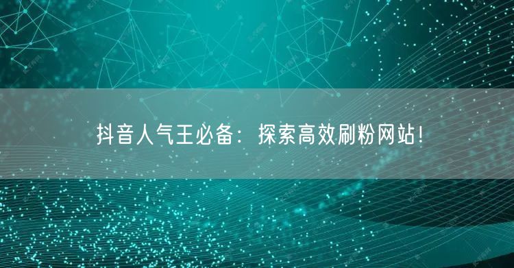 抖音人气王必备:探索高效刷粉网站!