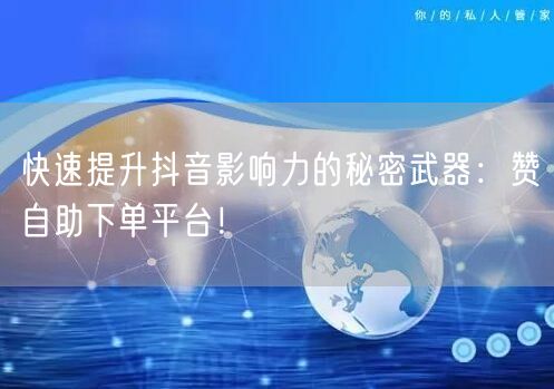 快速提升抖音影响力的秘密武器:赞自助下单平台!