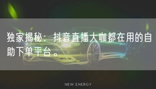 独家揭秘:抖音直播大咖都在用的自助下单平台。